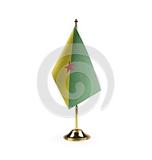 Small national flag of the French Guiana on a white background