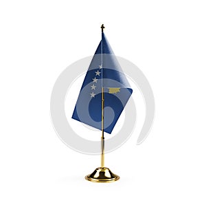 Small national flag of the Kosovo on a white background