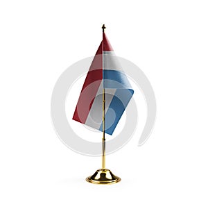 Small national flag of the Luxembourg on a white background