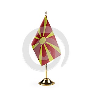 Small national flag of the Macedonia on a white background