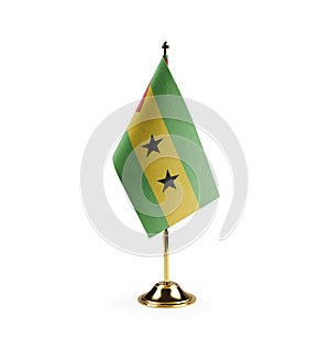 Small national flag of the Sao Tome and Principe on a white background