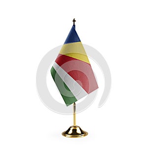 Small national flag of the Seychelles on a white background