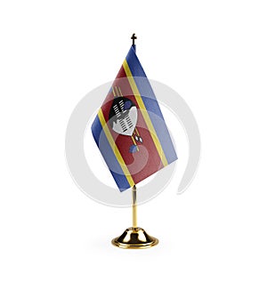 Small national flag of the Swaziland on a white background