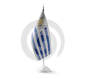 Small national flag of the Uruguay on a white background