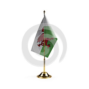 Small national flag of the Wales on a white background