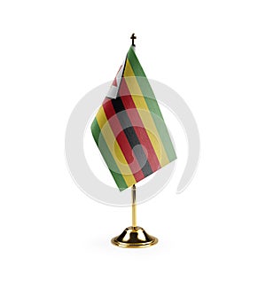 Small national flag of the Zimbabwe on a white background