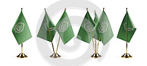 Small national flags of the Arab League on a white background