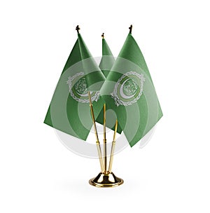 Small national flags of the Arab League on a white background