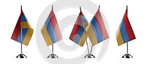 Small national flags of the Armenia on a white background