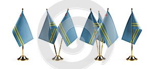 Small national flags of the Aruba on a white background