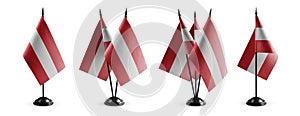 Small national flags of the Austria on a white background