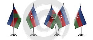 Small national flags of the Azerbaijan on a white background