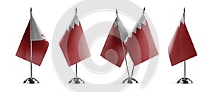 Small national flags of the Bahrain on a white background