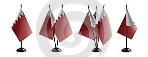 Small national flags of the Bahrain on a white background