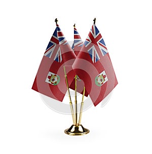 Small national flags of the Bermuda on a white background