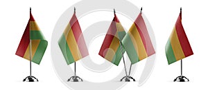Small national flags of the Bolivia on a white background