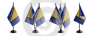 Small national flags of the Bosnia and Herzegovina on a white background