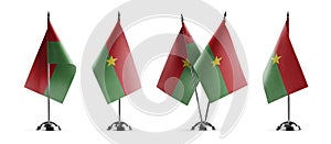 Small national flags of the Burkina Faso on a white background