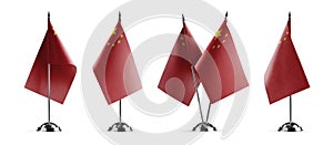 Small national flags of the China on a white background