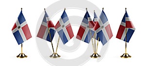 Small national flags of the Dominicana on a white background