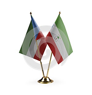 Small national flags of the Equatorial Guinea on a white background