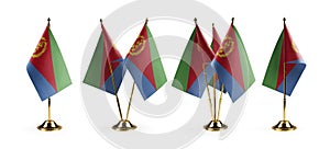 Small national flags of the Eritrea on a white background