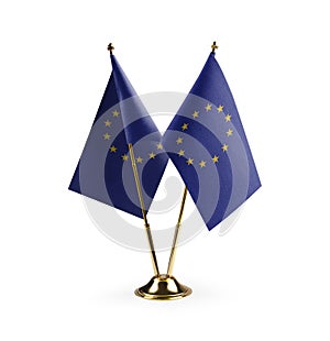 Small national flags of the European Union on a white background