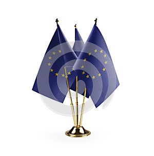 Small national flags of the European Union on a white background