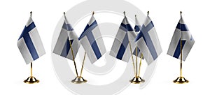 Small national flags of the Finland on a white background