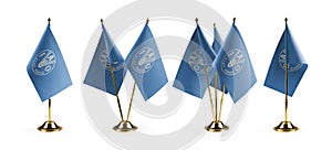 Small national flags of the Food and agriculture organization on a white background