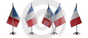 Small national flags of the France on a white background