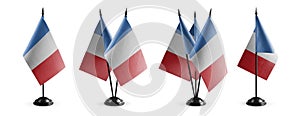 Small national flags of the France on a white background