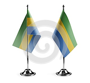 Small national flags of the Gabon on a white background