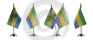 Small national flags of the Gabon on a white background