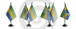 Small national flags of the Gabon on a white background