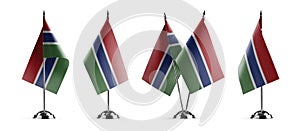 Small national flags of the Gambia on a white background