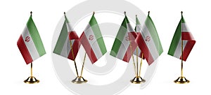 Small national flags of the Iran on a white background