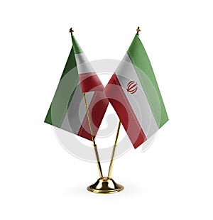 Small national flags of the Iran on a white background