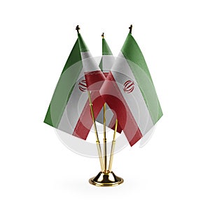 Small national flags of the Iran on a white background