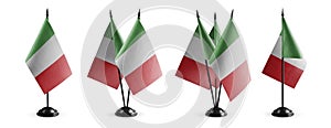 Small national flags of the Italy on a white background
