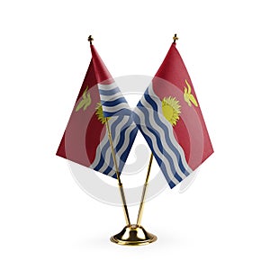 Small national flags of the Kiribati on a white background