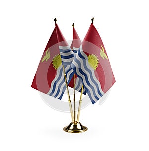 Small national flags of the Kiribati on a white background