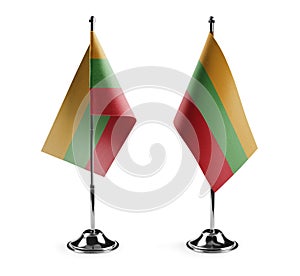 Small national flags of the Lithuania on a white background