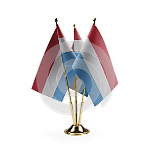 Small national flags of the Luxembourg on a white background