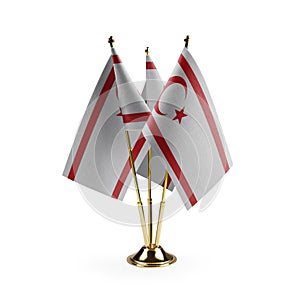 Small national flags of the Northern Cyprus on a white background