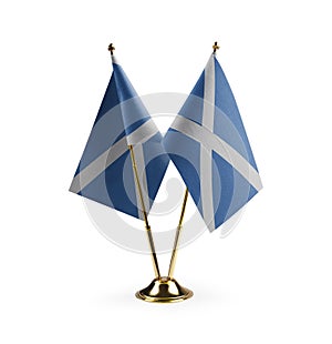 Small national flags of the Scotland on a white background