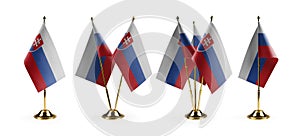 Small national flags of the Slovakia on a white background