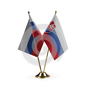 Small national flags of the Slovakia on a white background