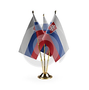 Small national flags of the Slovakia on a white background