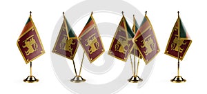 Small national flags of the Sri Lanka on a white background